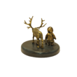 ЛМ Оленевод с оленем, латунь, 55мм, подставка камень - Сувенирная фабрика