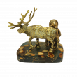 ЛМ Оленевод с оленем, латунь, 55мм, подставка из эпоксидной смолы - Сувенирная фабрика